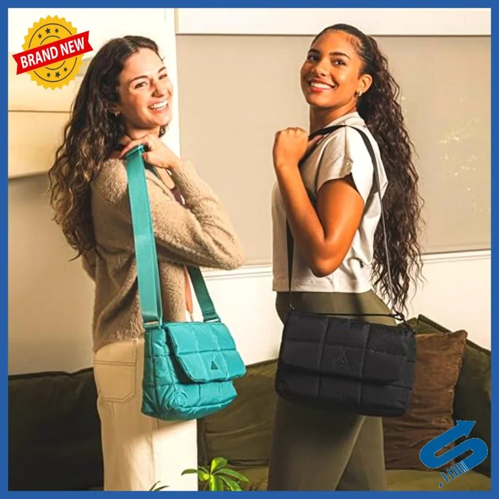 Quilted Puffer Crossbody Bag with Adjustable Strap, Zippered Compartment - Picture 3 of 7